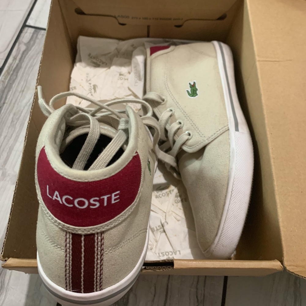 Cream & Burgundy Lacoste Medium Top